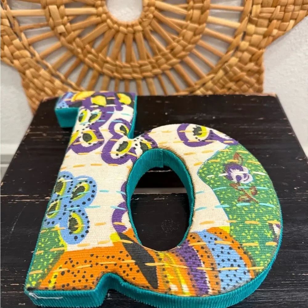 Anthropologie Quilted Colorful Alphabet Wall Decor Letter B